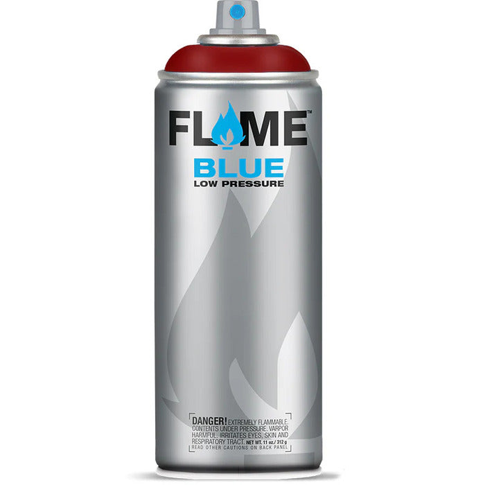 Flame Blue Spray Paint 400ml - Warm Tones - Front View Of Ruby Red